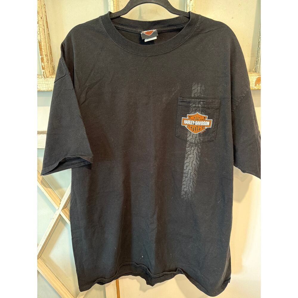 Harley Davidson size 2X t-shirt tire tracks raging bull Durham NC